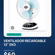 Ventilador recargable 12" EKO - Img 57278398