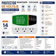 PROTECTOR DE VOLTAJE 3 PUERTOS S.P.C 110V, ENTREGA DE FACTURA, VARIEDAD DE PROTECTORES - Img 56906897