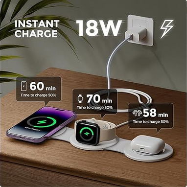 CARGADOR INALÁMBRICO 3 EN 1 MAGNÉTICO PLEGABLE PARA IPHONE APPLE WATCH AIRPODS ENVÍO DISPONIBLE + GARANTÍA - Img 124127038