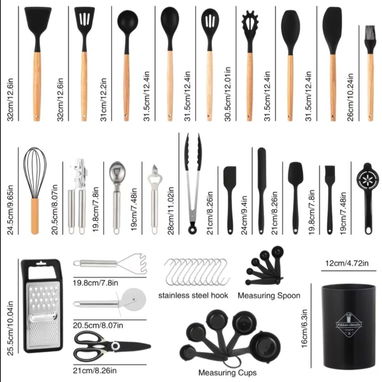 Juego de utensilios de cocina grande de 34 piezas con cuchillo - 2/4