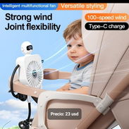 Ventilador recargable para cuna y coches de bebé. Es en forma de robot, las manos y pies se adaptan a cualquier lugar - Img 57700059