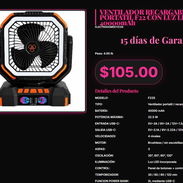 F22 portátil con luz LED y power bank 40000mAh, Ventilador recargable F22S 40000mAh 3 aspas eficientes . - Img 57355028