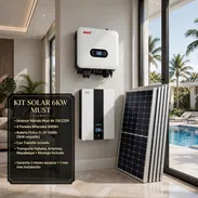 ☀️ KIT SOLAR 6KW MUST - FINTRA - POTENCIA TOTAL ☀️ 💰5800 📦 INCLUYE: - Inversor Híbrido MUST 6kW 110/220V - 6 Paneles - Img 57553316