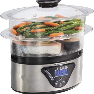DE USO !! CASI NUEVO!! Hamilton Beach 37530Z/ Vaporera y Arrocera Digital/Bandejas Apilables/Capacidad de 5.2L 53274327 - 3/10