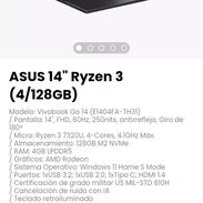 ASUS 14" Ryzen 3 (4/128GB). Pantalla: 14", FHD, 60Hz, 250nits, antirreflejo, Giro de 180º - Img 53286814