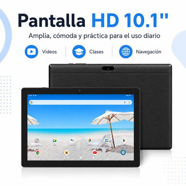 Tablet Android 10.1" 32GB 3GB + 5GB RAM – Negro – - 4/5