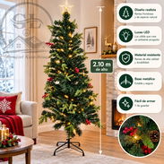 👑Árbol d Navidad 🎄  (Las ramas tienen luces LED, Incluye adornos navideños con luces y estrella ⭐️ decorativa)  Medida - Img 58171223