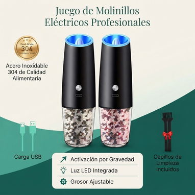Juego de 2 molinillos eléctricos de sal y pimienta - 2/5