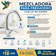 Llave mezcladora mono mando cuello de ganso para fregadero con accesorios. - Img 57528935