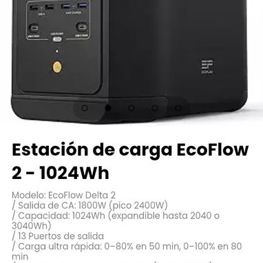 Estación de carga EcoFlow 2 - 1024Wh. Modelo: EcoFlow Delta 2. - 2/5