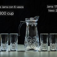 JUEGO DE JARRA CON 6 VASOS, DE CRISTAL - Img 55306584