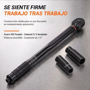 Llave Torque o Torquimetro 1/2- Llave Dinamométrica, Mecánica ±4% Precisión con Estuche. - 2/4