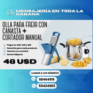 FREIDORA DE ACEITE CON CANASTA ESCURRIDORA+CORTADOR MANUAL VERTICAL DE VERDURAS - Img 56367719