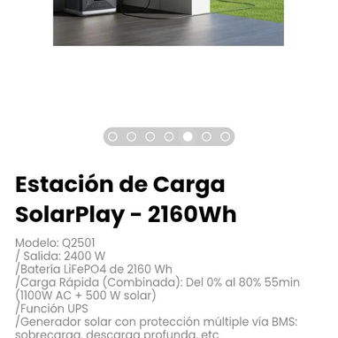 Estación de Carga SolarPlay - 2160Wh. Modelo: Q2501 - 4/6