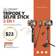 Trípode y Selfie Stick 2 en 1 con Control Remoto Bluetooth - Img 51867020