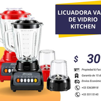 🚧 LICUADORA DE 1.5L 300W MARCA KITCHEN DE VIDRIO / CRISTAL Y PLÁSTICO 🚧 - 2/2