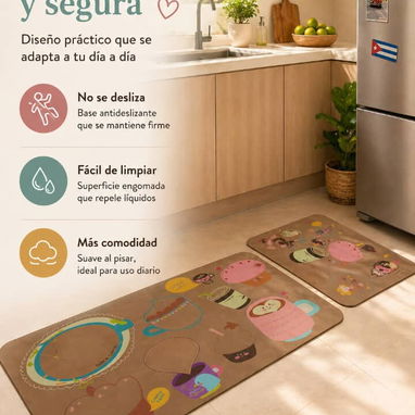 🧼 Set de 2 Alfombras de Cocina  💰 $11 USD  🧍‍♀️ Antideslizantes y suaves . - Img 123041604