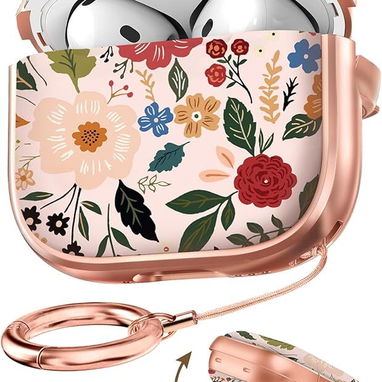 Funda floral para AirPods Pro 3 (2025) con soporte, llavero y kit de limpieza Peonia Blanca | videojuegoshabana.com - Img 122009219