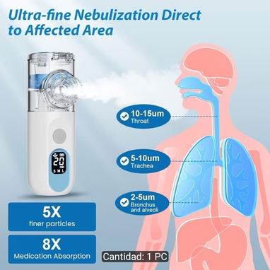 🛍️ Nebulizador portatil 📝 Nebulizador de malla recargable: silencioso, portátil y eficaz. Con pantalla digital, niebla - Img 125561421