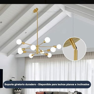 Lampara 10 focos dorada cn focos incluidos - Img 122238035