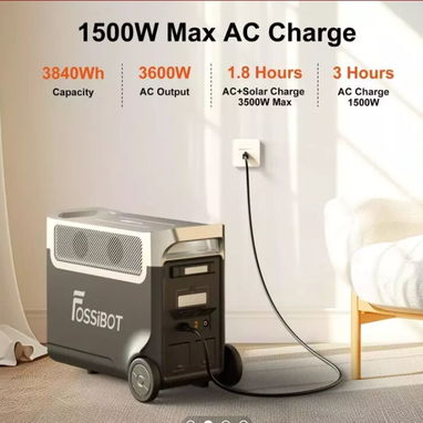 Estación de carga FOSSiBOT//3600W y 3840Wh// CA 3600W, DC 372W, USB 196W (PD100W, QC3.0, XT60)//Nueva - Img 103966601