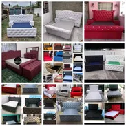 Camas capitoneadas y de tubo, colchones y muebles con mensajería gratis - Img 57413945