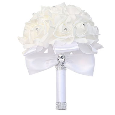 Vestido de novia elegante, con faldón de aros y bouquet artificial - Img 123855625