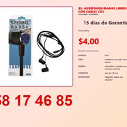 33. AUDÍFONOS MANOS LIBRES CON CABLE/ CK3 - Img 54822319