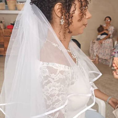 Alquiler de Vestido de Novia, ramo, velo y accesorios. (Talla M) - 3/6
