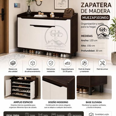 👑zapatera d madera PVC ideal para recibidores 200usd - 2/3
