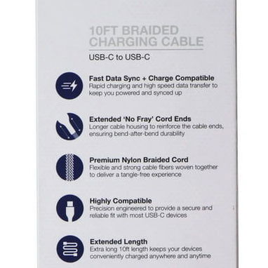 Quikcell 10 ft Braided USB-C a USB-C Cable | Celulares, Tablets y Accesorios | Nuevo | videojuegoshabana.com - Img 124372698