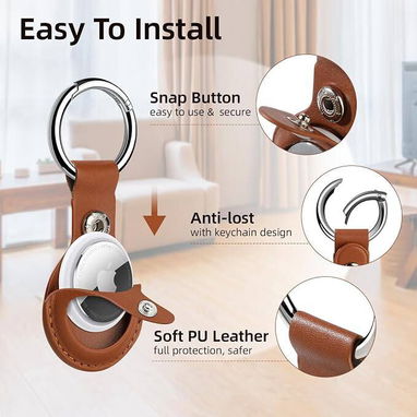 Soporte de Cuero Apple AirTag Llavero – Pack de 4 | 📦 NUEVO EN CAJA - 2/5
