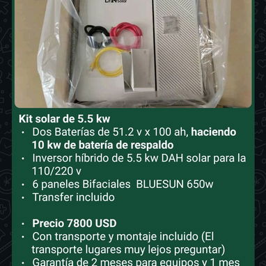 *Kit solar de 10 kw* - Inversor híbrido MUST para la 110/220 v - *Batería Must de 10 kw* ,51.2 v x 200 ah - 6/10