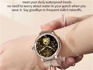 Hermoso Smartwatch NX19 IP68 de mujer Dorado manilla metalica - Img 67635822
