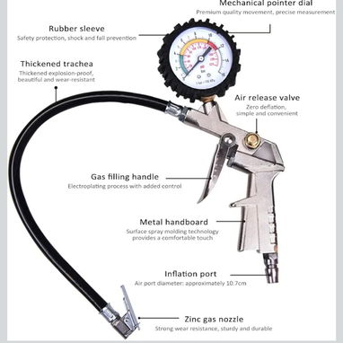 Pistola profesional para compresor, inflar y calibrar neumáticos - 4/5