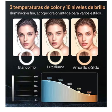 Aro de Luz LED Regulable de 10 pulgadas - Img 123327362
