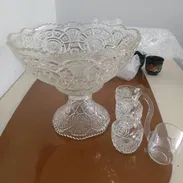 Juego de ponchera de cristal cortado del 1940 con 4 tazas y un cucharón de cristal a 150usd - Img 55732589