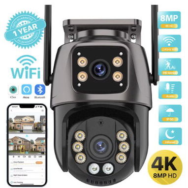 Cámara PTZ 4K 8MP HD Wifi para exteriores 4MP lente Dual pantalla AI seguimiento automático cámara IP CCTV Audio Video v - Img 112556054