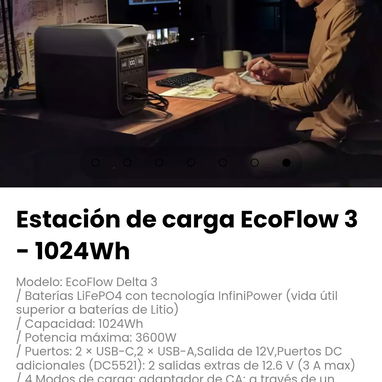 Estación de carga EcoFlow 3 - 1024Wh. Baterías LiFePO4 con tecnología InfiniPower, vida útil superior  baterías de Litio - 7/7