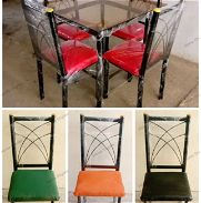 Comedores de tubos con cristal y sillas tapizadas en vinil. Varios colores disponibles - Img 45959024