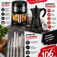 Combo 3 Freidora de Aire, Juego de Cuchillo & Cafetera Eléctrica - Img 57366904