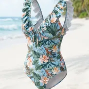 Traje de Baño de Mujer/ Trusa Enteriza talla S 🫐🌴 Tropical Amazon - Img 58056129