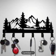Llavero de pared encantador con forma de bosque de metal y ganchos - Img 54330054