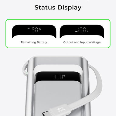 POWER BANK TALIX 10000MAH 100W USB-C CON CABLE INTEGRADO ENVÍO DISPONIBLE + GARANTÍA - 4/8