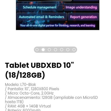 Tablet UBDXBD 10" (18/128GB). Incluye cable y cargador - Img 123266128