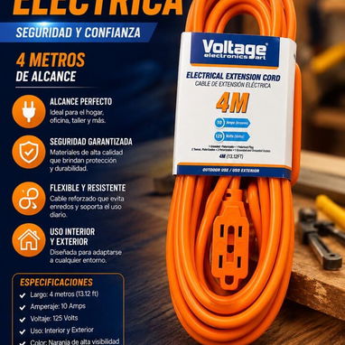 extensiones de regleta   protectores de voltaje  extensiones de 4m  candado de alarma   lámparas saco recárgale - 5/7