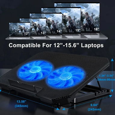 Base Refrescador para Laptop, Dos ventiladores, Dos USB, Control de la velocidad del Fan .  Nueva a estrenar - 4/4