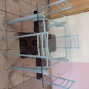Mesa de comedor de 4 sillas de aluminio con mesa de cristal - Img 45387399