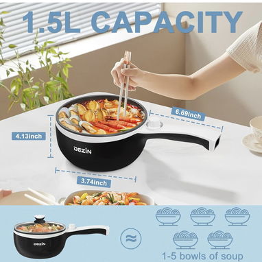 Sartén - Olla eléctrica portátil DEZIN de 1,5 L, antiadherente 300W/ 700W para ecoflow y sistemas solares - 2/8