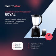 LICUADORA ACERO ROYAL 1.5 LT CON PROCESADOR VASO DE CRISTAL (2 EN 1)(RL906) - Img 56729245